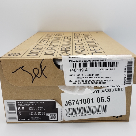 NIKE W AIR VAPORMAX 2020 FK Pure Platinum SIZE 6.5 - Picture 10 of 10
